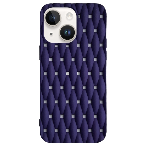 

For iPhone 15 Plus Weave Cooling Solid Color TPU Phone Case(Purple Blue)