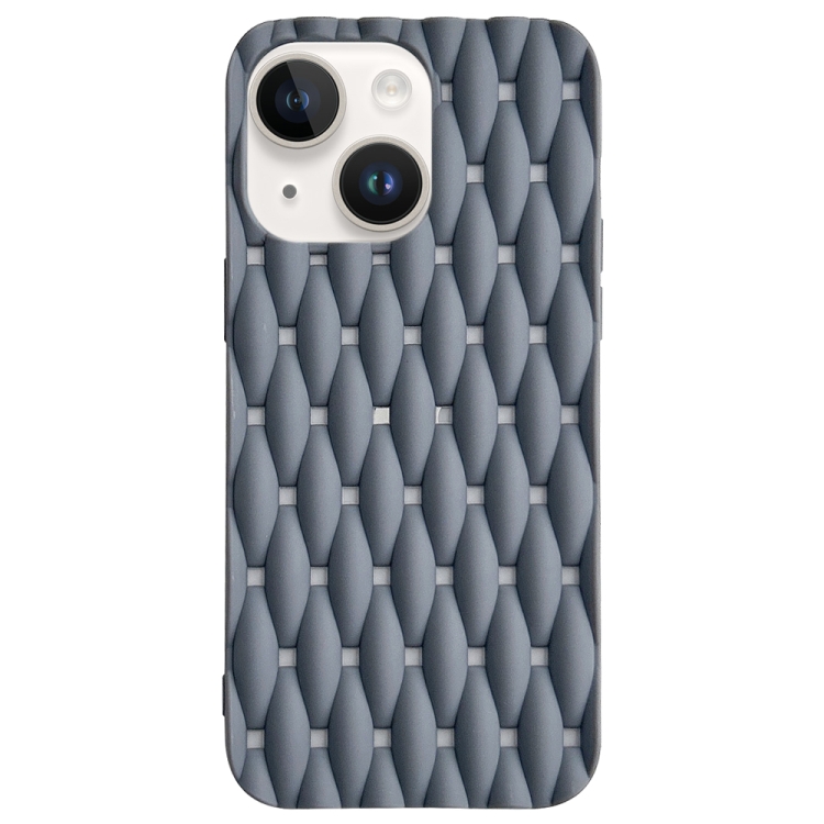 

For iPhone 15 Plus Weave Cooling Solid Color TPU Phone Case(Grey)