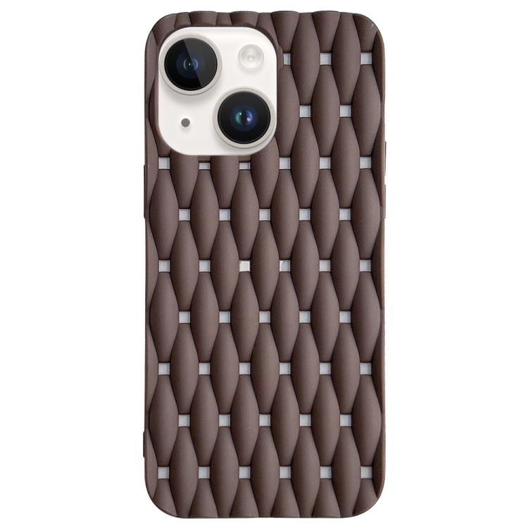 

For iPhone 15 Weave Cooling Solid Color TPU Phone Case(Brown)