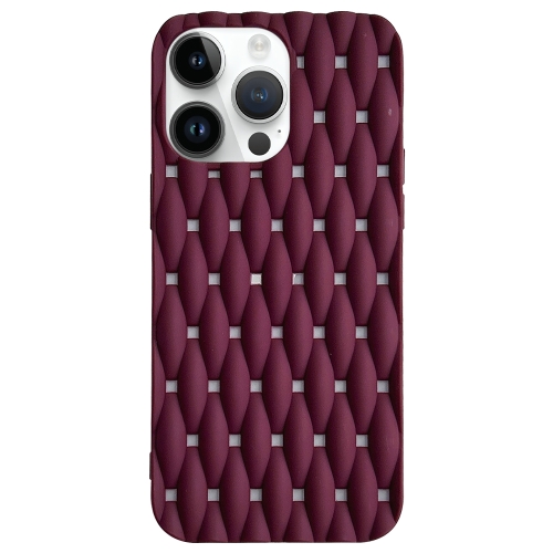 

For iPhone 14 Pro Max Weave Cooling Solid Color TPU Phone Case(Wine Red)
