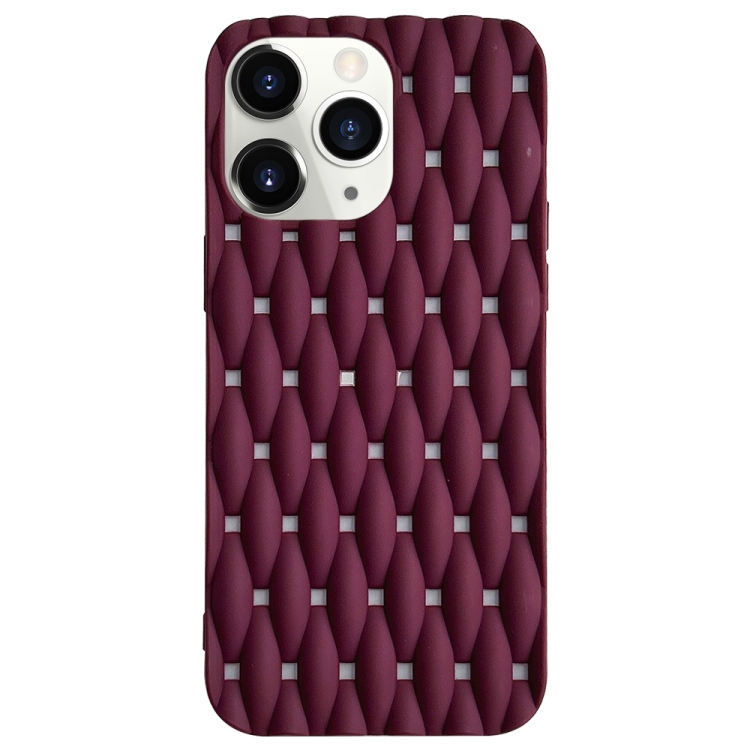 

For iPhone 11 Pro Max Weave Cooling Solid Color TPU Phone Case(Wine Red)