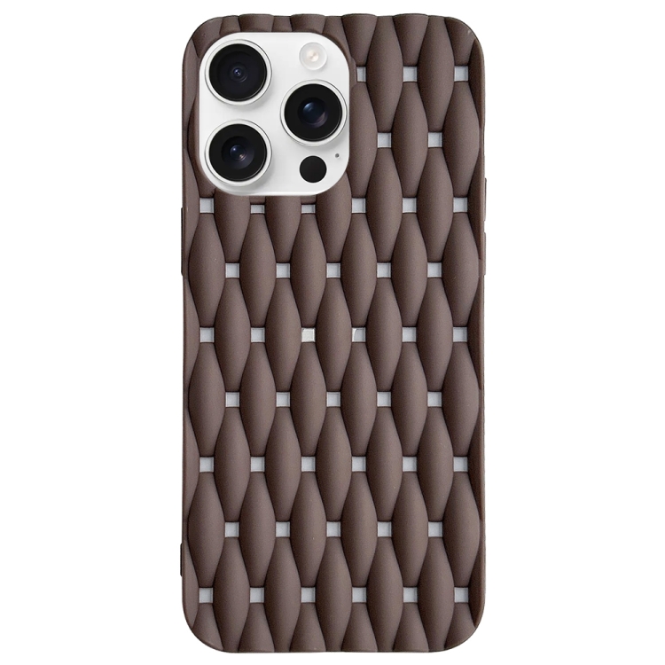 

For iPhone 16 Pro Weave Cooling Solid Color TPU Phone Case(Brown)