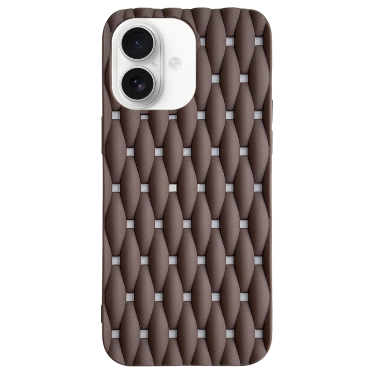 

For iPhone 16 Plus Weave Cooling Solid Color TPU Phone Case(Brown)