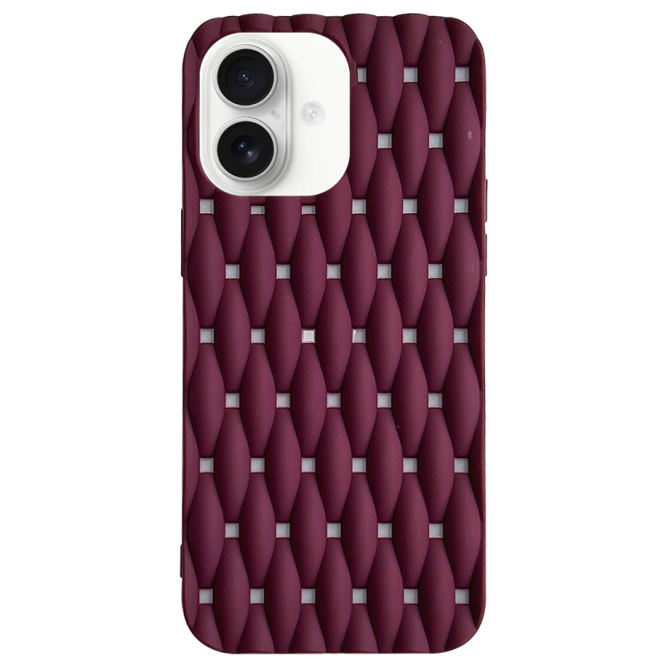 

For iPhone 16 Plus Weave Cooling Solid Color TPU Phone Case(Wine Red)