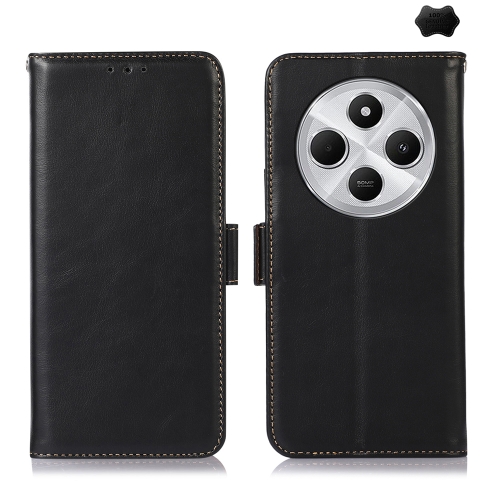 

For Redmi 14C 4G Magnetic Crazy Horse Texture Genuine Leather RFID Phone Case(Black)