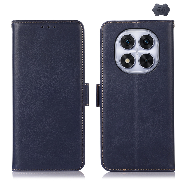 

For Redmi Note 14 Pro 5G Magnetic Crazy Horse Texture Genuine Leather RFID Phone Case(Blue)