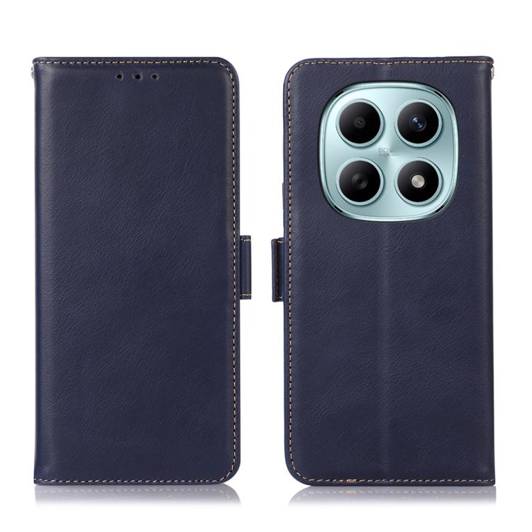 

For Redmi Note 15 5G Global 164mm Magnetic Crazy Horse Texture Genuine Leather RFID Phone Case(Blue)