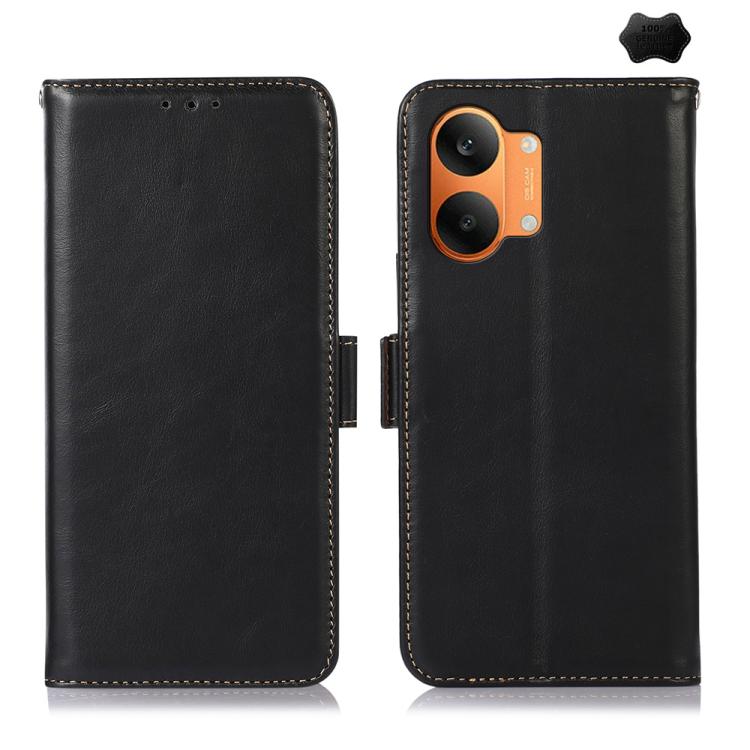 

For Redmi Turbo 5 Max / Poco X8 Pro Max Magnetic Crazy Horse Texture Genuine Leather RFID Phone Case(Black)
