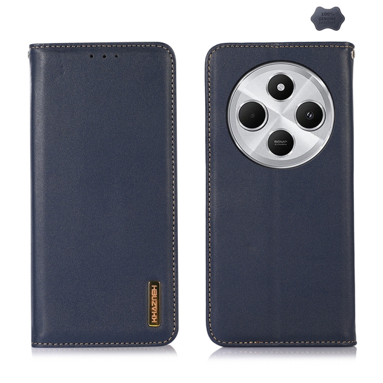

For Redmi 14C 4G KHAZNEH Nappa Top Layer Cowhide Leather Phone Case(Blue)