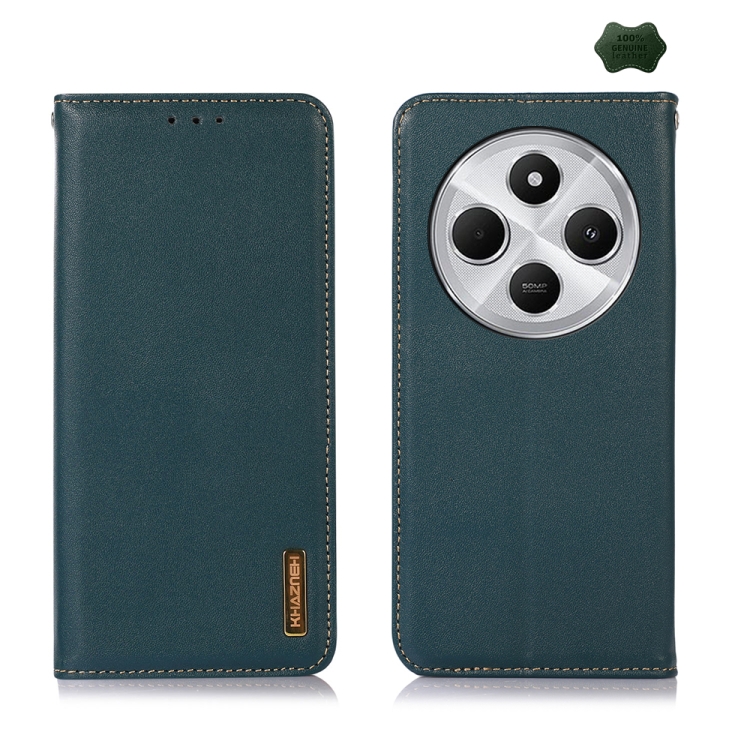

For Redmi 14C 4G KHAZNEH Nappa Top Layer Cowhide Leather Phone Case(Green)