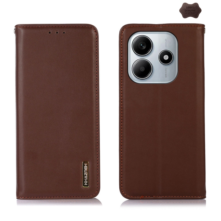 

For Redmi Note 14 5G KHAZNEH Nappa Top Layer Cowhide Leather Phone Case(Brown)