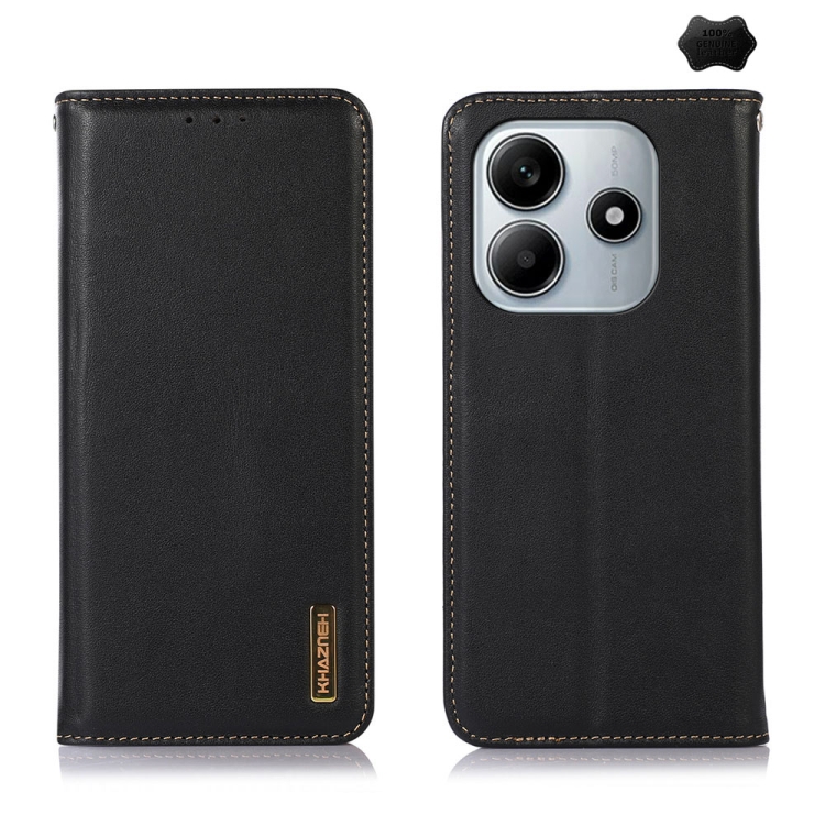 

For Redmi Note 14 5G KHAZNEH Nappa Top Layer Cowhide Leather Phone Case(Black)