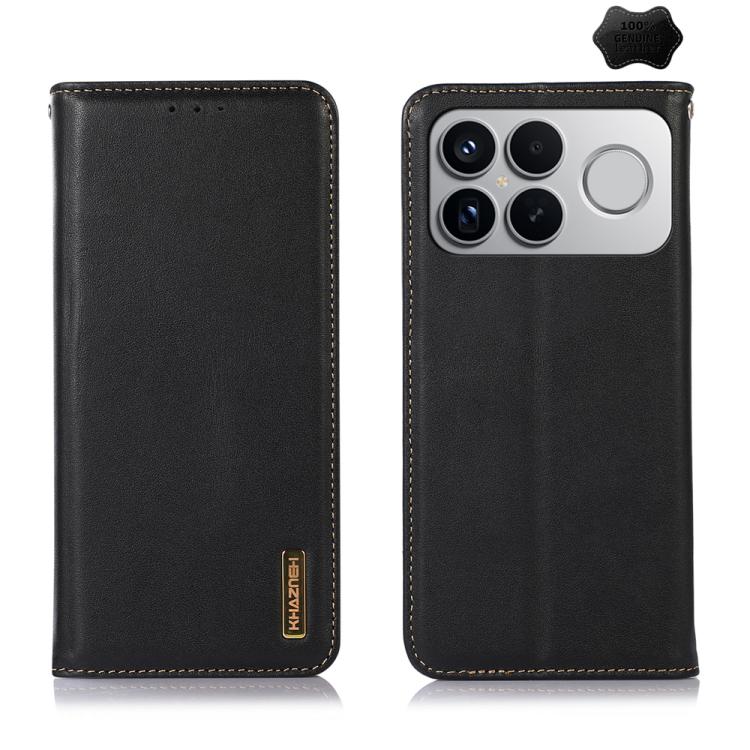 

For Redmi K90 Pro Max/Poco F8 Ultra KHAZNEH Nappa Top Layer Cowhide Leather Phone Case(Black)