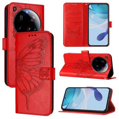 

For Xiaomi 15 Ultra Embossed Butterfly Leather Phone Case(Red)