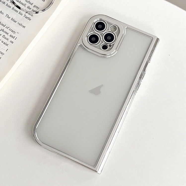 

For iPhone 15 Pro Max Electroplated Solid Color Fine Hole TPU Phone Case(Transparent)