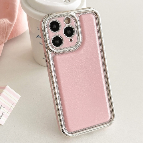 

For iPhone 11 Pro Electroplated Edge Frosted Leather TPU Phone Case(Pink)