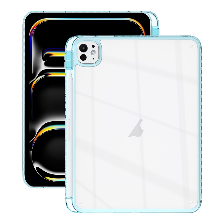 

For iPad Pro 11 2024 Acrylic Hybrid TPU Tablet Case with Pen Slot(Light Blue)