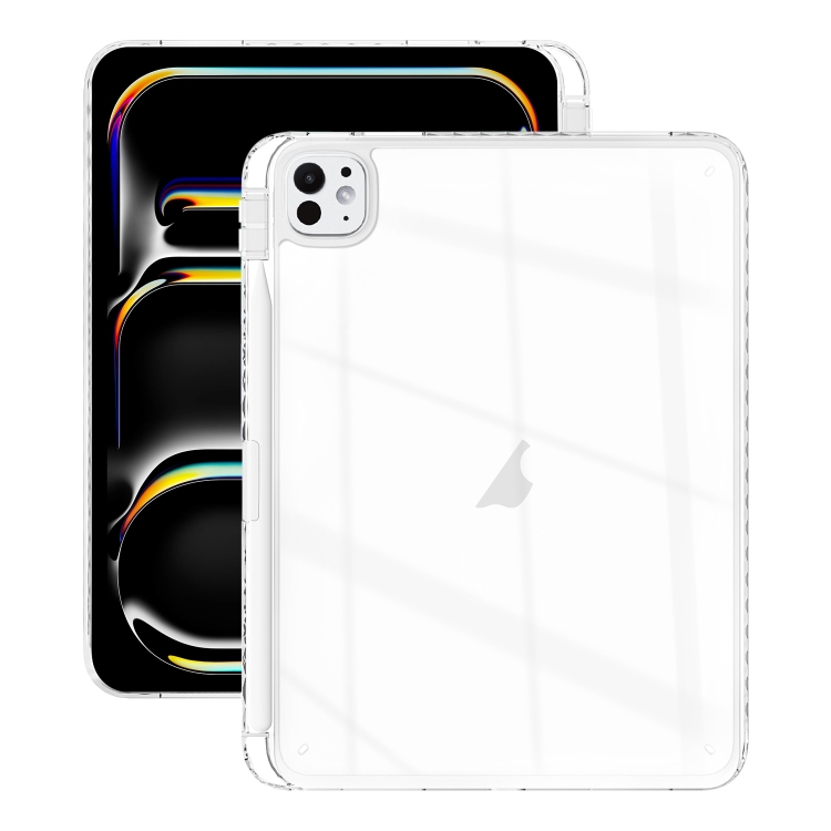 

For iPad Pro 11 2024 Acrylic Hybrid TPU Tablet Case with Pen Slot(Transparent)