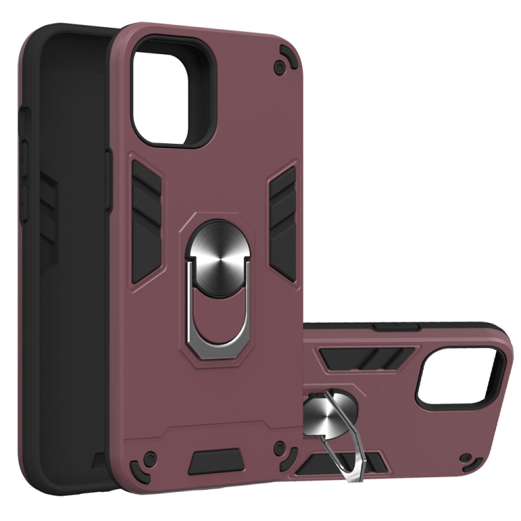 

For iPhone 12 Pro Max 2 in 1 Armour Series PC + TPU Protective Case with Ring Holder(Wnie Red)