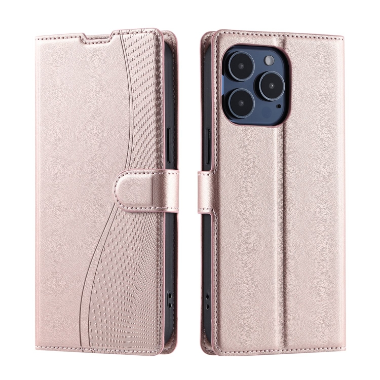 

For iPhone 16 Pro Voltage Ultra-thin Dot Leather Phone Case(Rose Gold)