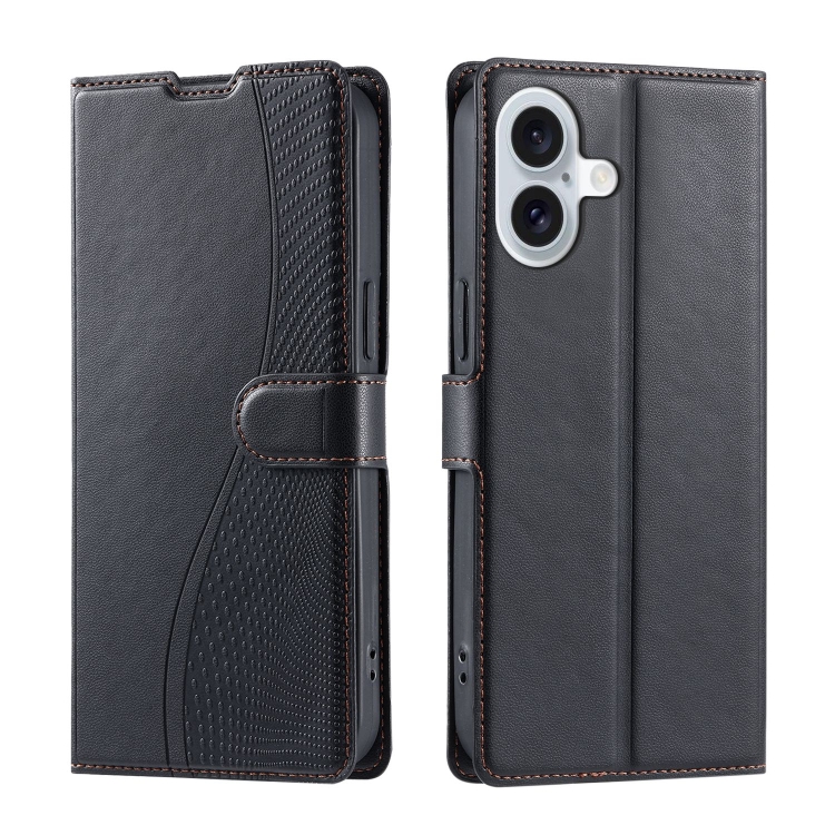 

For iPhone 16 Plus Voltage Ultra-thin Dot Leather Phone Case(Black)