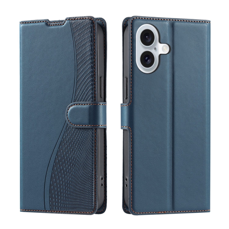 

For iPhone 16 Voltage Ultra-thin Dot Leather Phone Case(Blue)