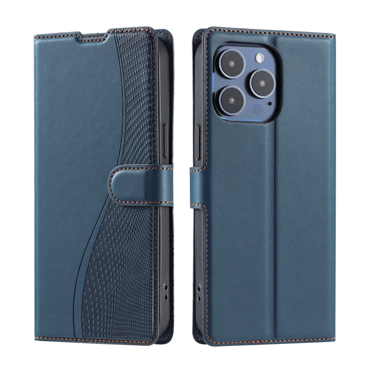 

For iPhone 15 Pro Voltage Ultra-thin Dot Leather Phone Case(Blue)