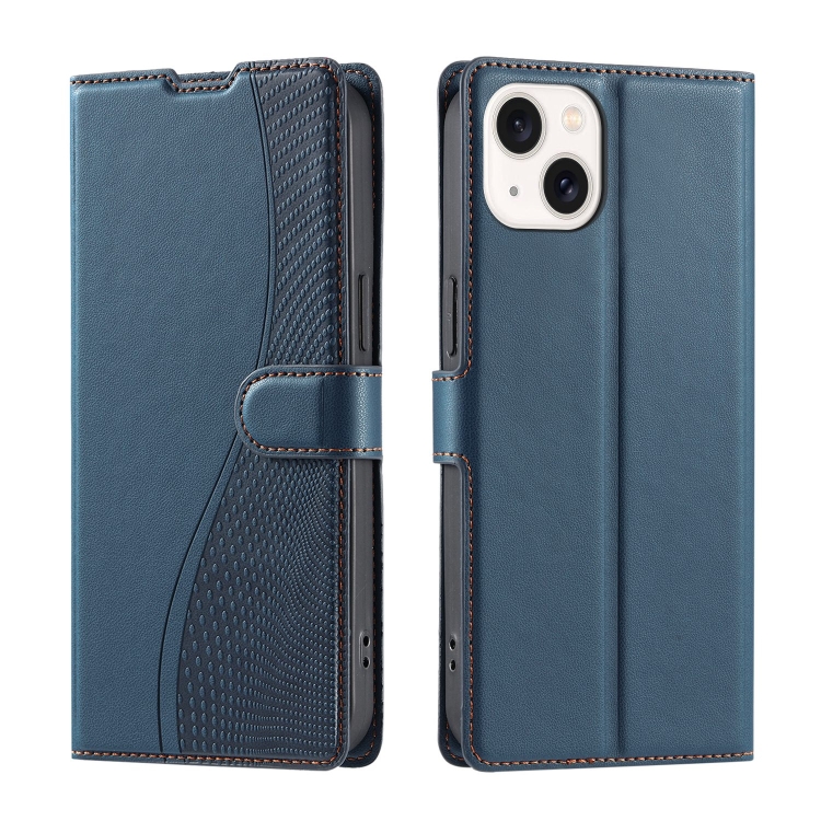 

For iPhone 14 Plus Voltage Ultra-thin Dot Leather Phone Case(Blue)