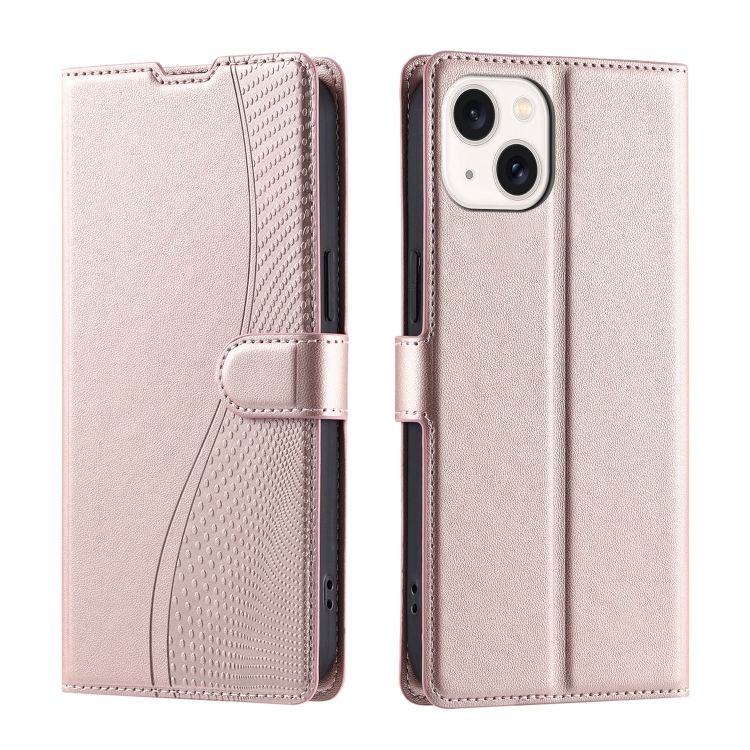 

For iPhone 14 / 13 Voltage Ultra-thin Dot Leather Phone Case(Rose Gold)