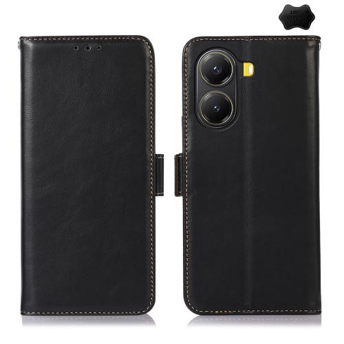 

For Xiaomi Poco X7 Pro Magnetic Crazy Horse Texture Genuine Leather RFID Phone Case(Black)