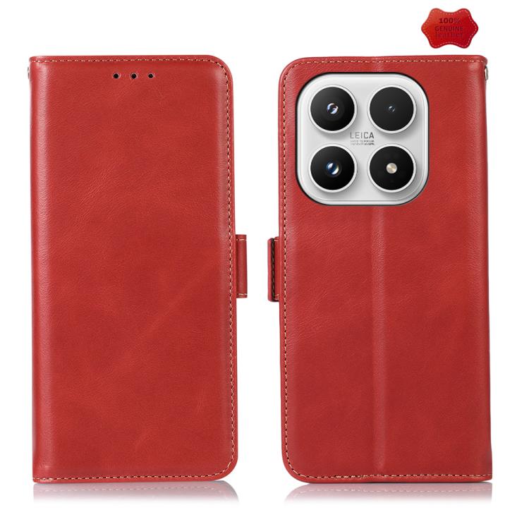 

For Xiaomi 17 Magnetic Crazy Horse Texture Genuine Leather RFID Phone Case(Red)