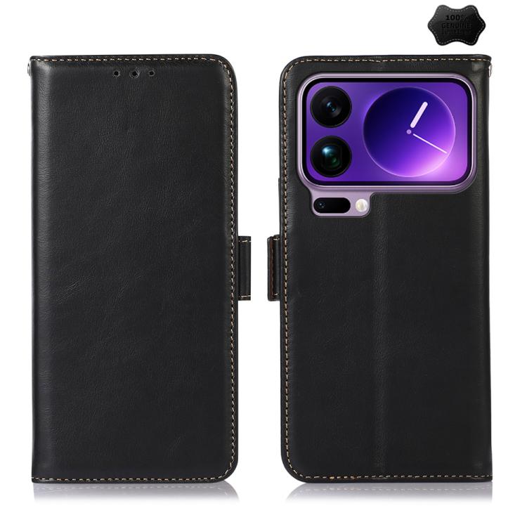 

For Xiaomi 17 Pro Magnetic Crazy Horse Texture Genuine Leather RFID Phone Case(Black)