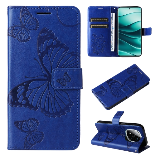 

For Redmi Note 14 Pro / 14 Pro+ 5G 3D Butterfly Embossed Pattern Flip Leather Phone Case(Blue)