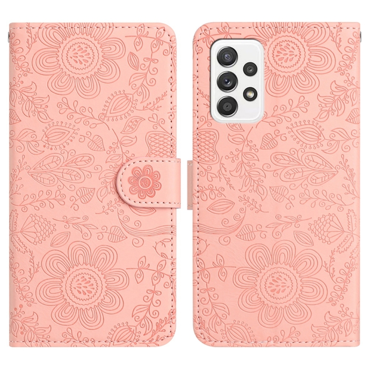 

For Samsung Galaxy A32 5G / M32 5G Floral Embossed Pattern Leather Phone Case(Pink)