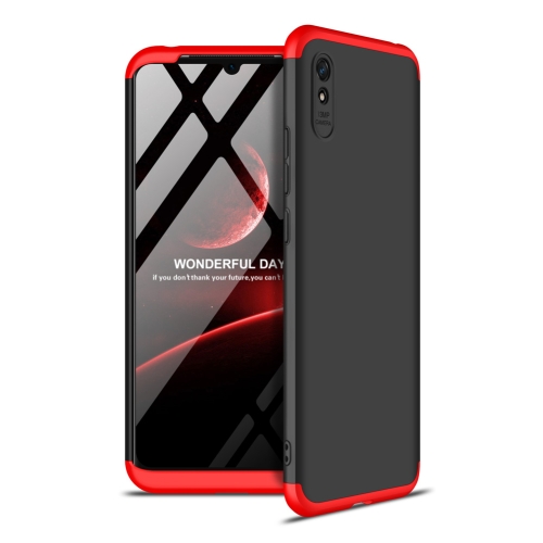

For Xiaomi Redmi 9A GKK Three Stage Splicing Full Coverage PC Protective Case(Black Red)