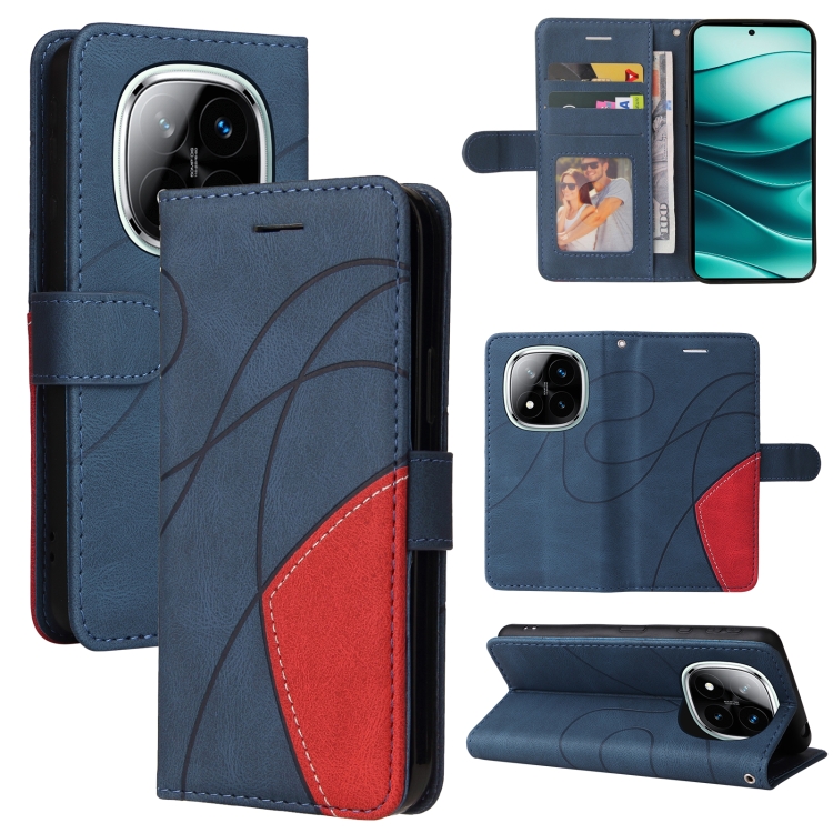 

For Redmi Note 14 Pro / 14 Pro+ 5G Dual-color Splicing Flip Leather Phone Case(Blue)
