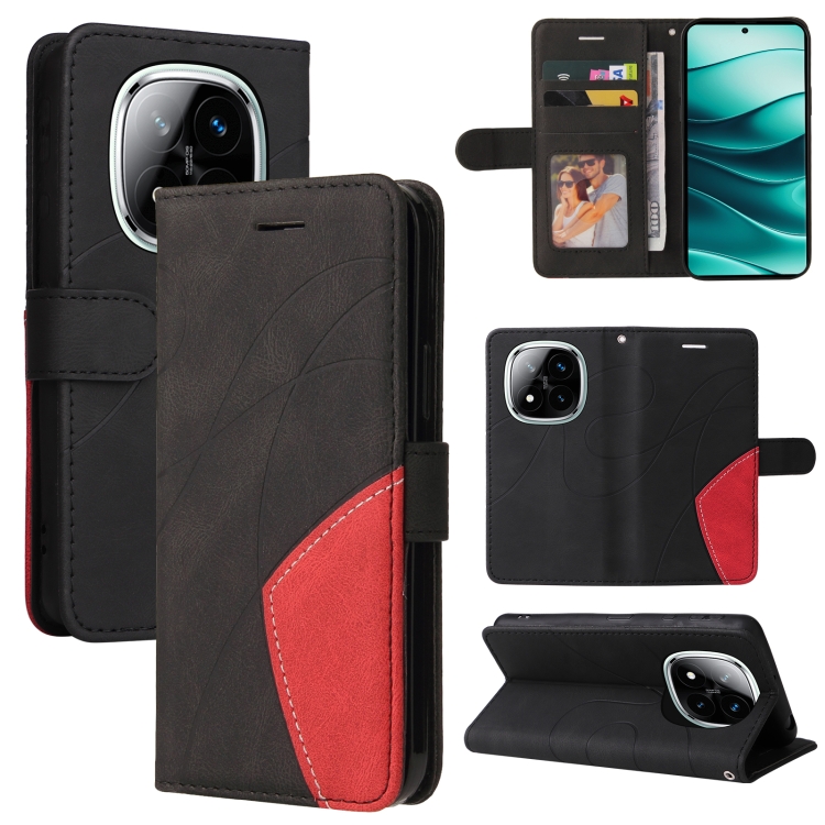 

For Redmi Note 14 Pro / 14 Pro+ 5G Dual-color Splicing Flip Leather Phone Case(Black)