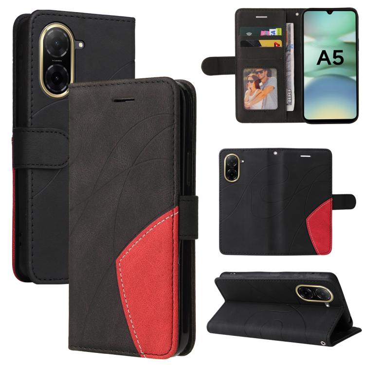 

For Redmi A5 4G 173.3mm Dual-color Splicing Flip Leather Phone Case(Black)