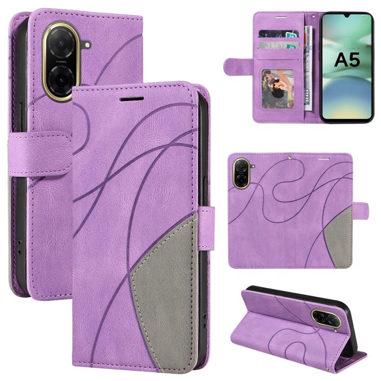 

For Redmi A5 4G 173.3mm Dual-color Splicing Flip Leather Phone Case(Purple)