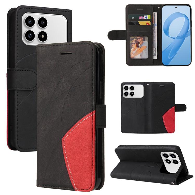 

For Redmi K90 / Poco F8 Pro Dual-color Splicing Flip Leather Phone Case(Black)