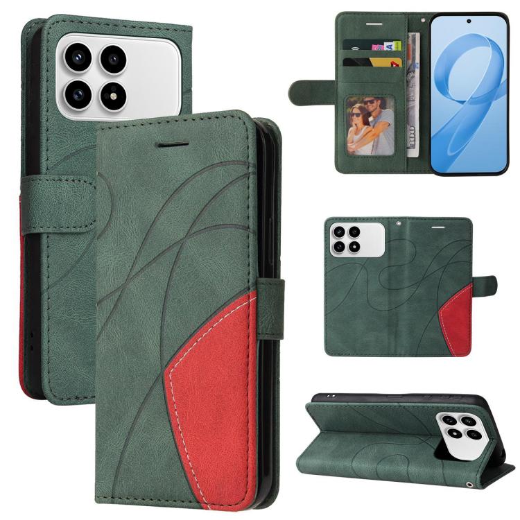 

For Redmi K90 / Poco F8 Pro Dual-color Splicing Flip Leather Phone Case(Green)