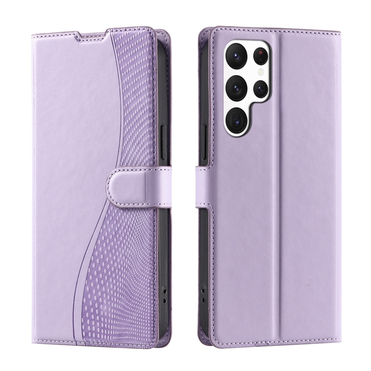 

For Samsung Galaxy S22 Ultra 5G Voltage Ultra-thin Dot Leather Phone Case(Purple)