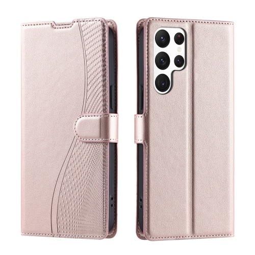 

For Samsung Galaxy S22 Ultra 5G Voltage Ultra-thin Dot Leather Phone Case(Rose Gold)