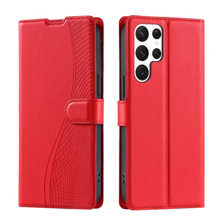 

For Samsung Galaxy S22 Ultra 5G Voltage Ultra-thin Dot Leather Phone Case(Red)