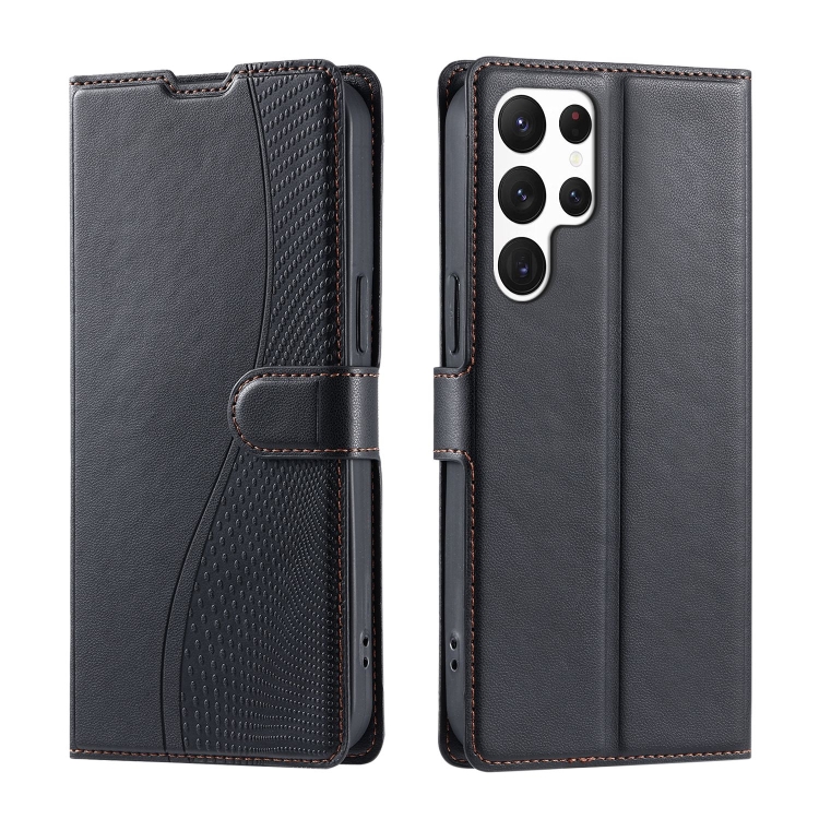 

For Samsung Galaxy S22 Ultra 5G Voltage Ultra-thin Dot Leather Phone Case(Black)