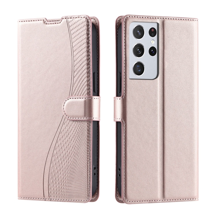 

For Samsung Galaxy S21 Ultra 5G Voltage Ultra-thin Dot Leather Phone Case(Rose Gold)