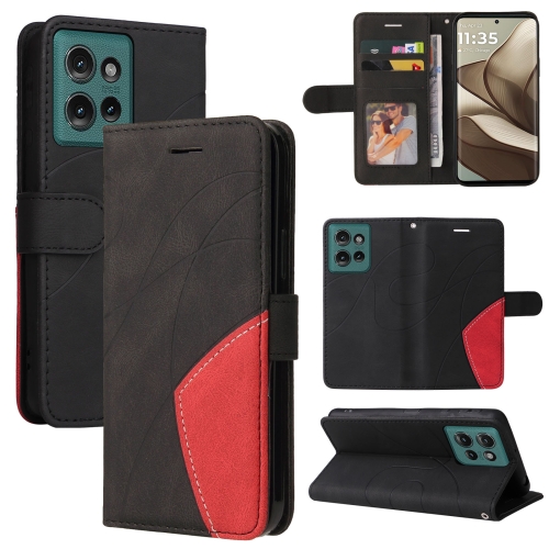 

For Motorola Edge 50 5G Dual-color Splicing Flip Leather Phone Case(Black)