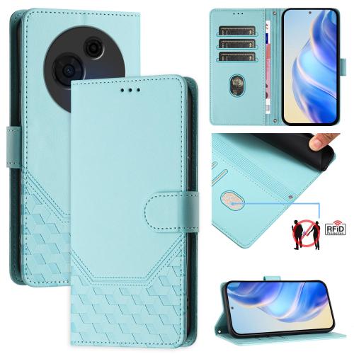 

For TCL 60 NxtPaper Honeycomb Embossing RFID Leather Phone Case(Mint Green)