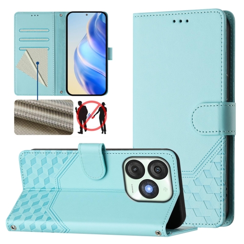 

For itel A50 Honeycomb Embossing RFID Leather Phone Case(Mint Green)