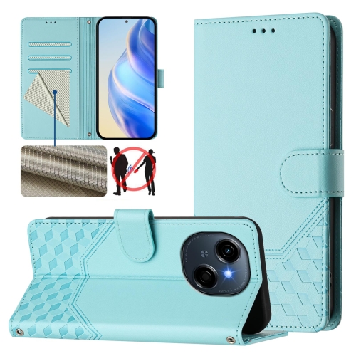 

For Tecno Spark Go 1 / Spark Go 2025 Honeycomb Embossing RFID Leather Phone Case(Mint Green)